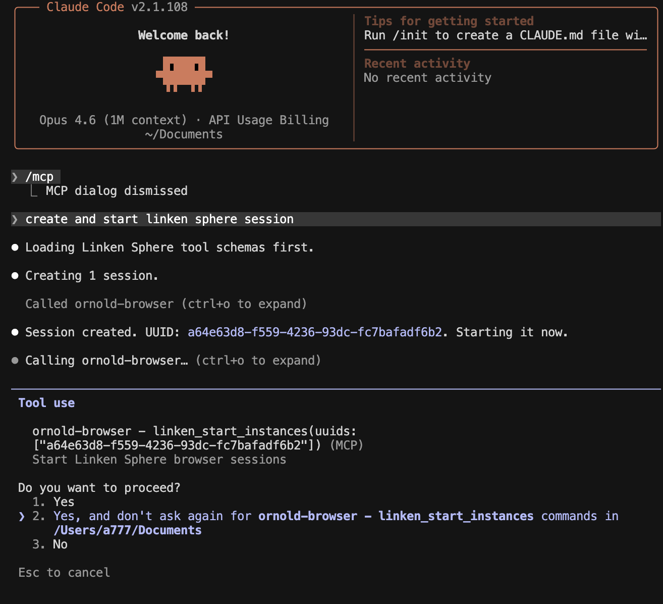 Claude Code terminal showing AI navigating a browser and filling a form